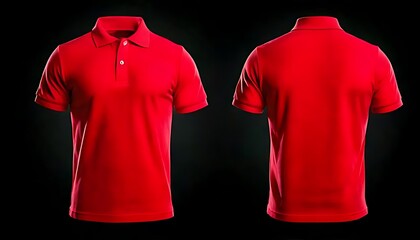 mockup red polo t shirt on a plain black background