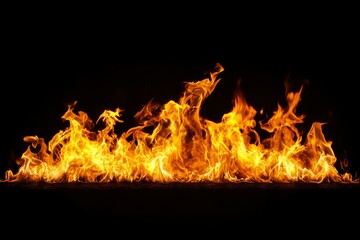Aufkleber - Fire flames on black, vivid flames burning brightly against a stark black background, highlighting their intensity.