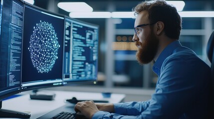 Fototapete - Tech Support and Troubleshooting in Modern Workspace