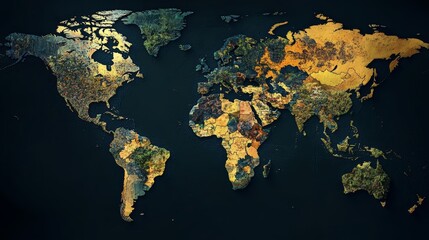 Poster - Global inflation: A world map with various countries highlighted, each showing different inflation rates, representing the worldwide impact of inflation.