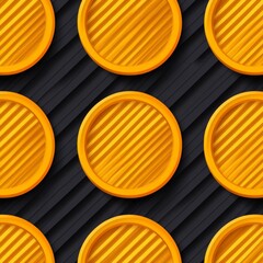 A pattern of circular golden coins on a dark textured background.