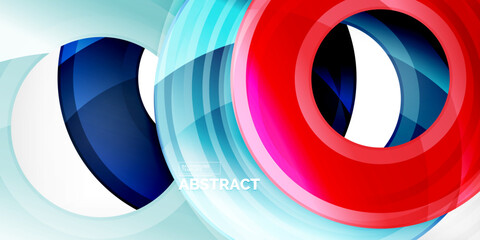 Poster - Bright colorful circles with light effects. Abstract background