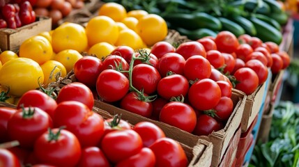 Aufkleber - A variety of fresh produce including tomatoes, cucumbers