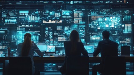 Poster - Modern Team Analyzing Data at High-Tech Workspace