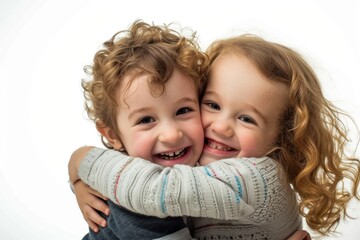 Canvas Print - Children hugging photography laughing.