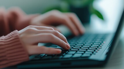 Minimalist Workspace with a Person Typing on Keyboard