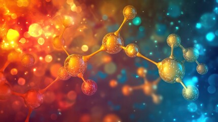 Molecular background with DNA. Network with connecting dots and lines.