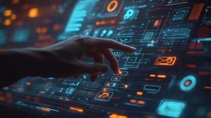 Poster - Futuristic Hand Interacting with Digital Interface