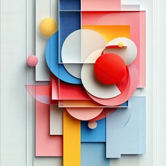 Poster - Exploring abstract minimalist geometric shapes in pastel colors a perspective on modern art