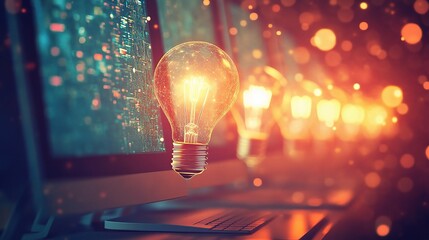 Poster - Creative Lightbulb Concept with Technology Background