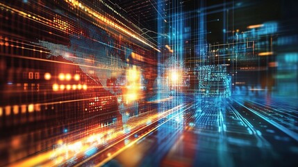 Poster - Futuristic Data Visualization and Digital Network Concept