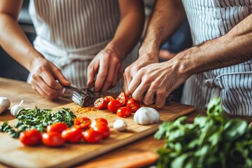 Family Cooking Together in a Modern Kitchen