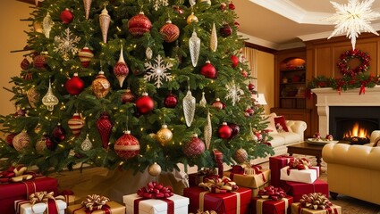 Christmas tree and decorated scenes