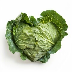 Poster - Fresh, vibrant green cabbage with tightly packed leaves, forming a heart shape