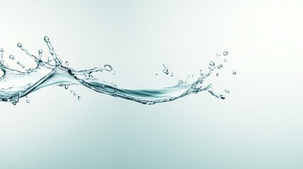 Wall Mural - dynamic water splash photography, clear liquid in motion on white background