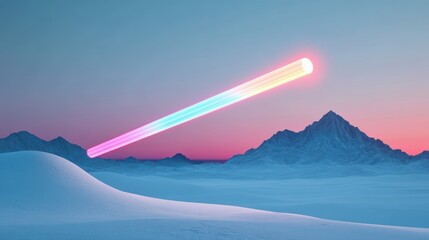 Poster - A surreal, dreamlike landscape with a device that emits a rainbow of glowing colors, representing the fantastical nature of wireless technology.