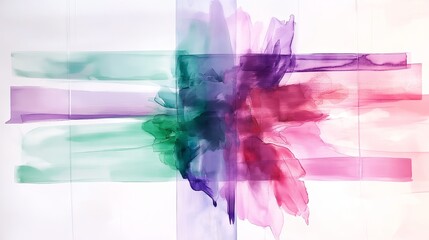 Aufkleber - A cool gradient moving from mint green to a hazy lavender with a blurred, watercolor-like effect.