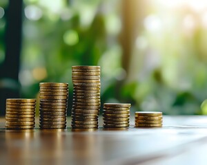 Poster - Stacked Coin Bar Graph Visualizing Economic Growth and Financial Trends