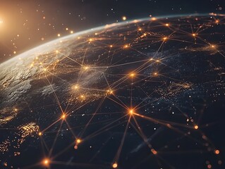 Poster - interconnected planetary network visualizing global communications