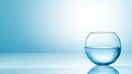 Wall Mural - Cool, clear refreshment, glass of water against tranquil blue background 