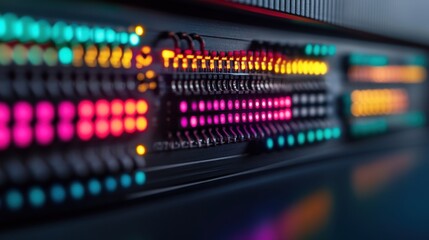 Poster - Detailed Electric Circuit Board with Colorful Lights
