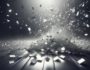 Wall Mural - silver confetti explosion festive background