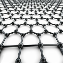 Poster - Black molecular structure forming a hexagonal grid pattern extending into the distance