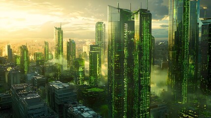 Poster - A Futuristic Skyline Powered by Synthetic Biology and Bioenginered Algae that Produce Energy and Clean the Air