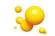 © Yuliia Osadcha - Yellow abstract liquid metaball shape. 3d render illustration of fluid soft bubble blob. Organic bright decorative sphere geometric form. Morphing ball aqua drop or molecule. Flow particles.