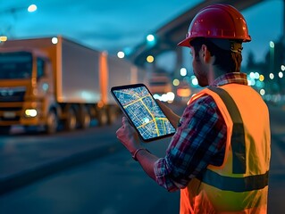 Poster - logistics manager tracking delivery routes in real time using ai powered app