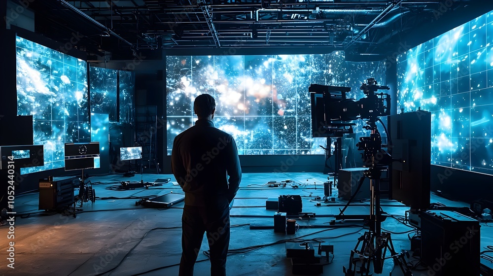 Filmmaker Directing Virtual Production Shoot with LED Walls and Dynamic ...