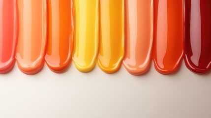 Poster - A visually striking image displays a harmonious array of paint stripes in warm hues such as red, orange, and yellow, suggesting creativity, energy, and movement.