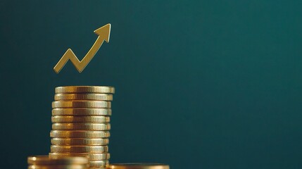 Wall Mural - Growth in Finance with Stacked Coins and Upward Arrow