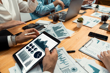 Poster - financial data analysis dashboard by fintech bi or business intelligence display on laptop screen to