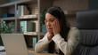 © Yuliia - Caucasian business woman working on laptop feel stressed about system virus shocked girl businesswoman computer failure trouble important data loss outraged with website mistake malware loosing error