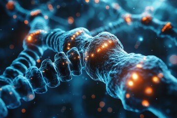 Poster - Molecular structures illustrated with glowing connections, representing energy transfer in cells