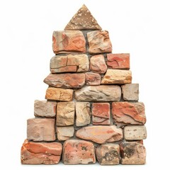 Poster - Decorative stone pyramid showcasing a variety of rock formations and textures, isolated on white