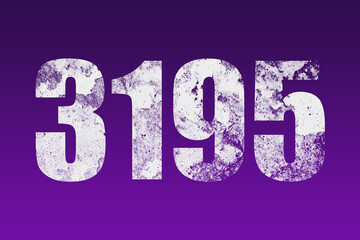 flat white grunge number of 3195 on purple background.