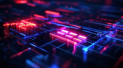 Poster - Futuristic Neon Circuitry Design
