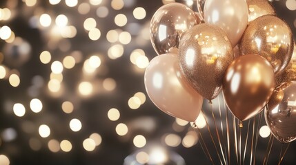 Celebrate in style a festive arrangement of elegant balloons against a twinkling background