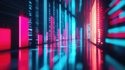 Poster - Colorful Data Stream with Vibrant Neon Lights