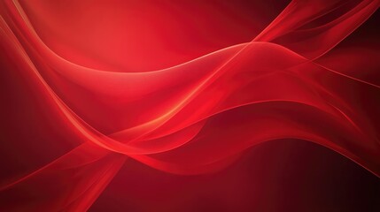 Poster - Captivating waves of red a fluid dance of light and color in abstract art