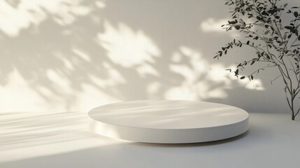 Poster - Minimalist display with natural light and shadows in contemporary interior design