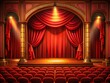 © Arnada - Timeless Theater Stage with Red Curtain - Emotional Play Setting for Posters and Graphic Design