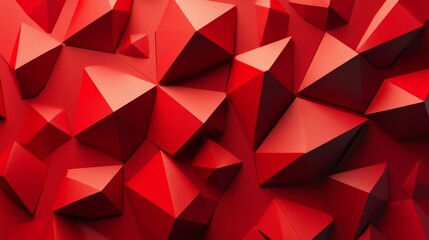 Poster - Abstract red geometric shapes a play of light and shadow in modern design