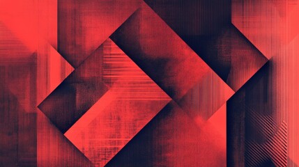 Poster - Dynamic red and black abstract geometric design symbolizing modern art concepts and digital creativity