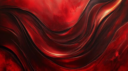 Poster - Dynamic waves of red an abstract exploration of color and texture in modern art
