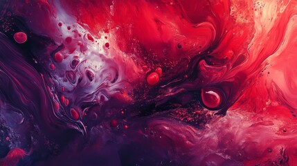 Poster - Vivid abstract art with swirling red and purple hues creating a dynamic visual experience