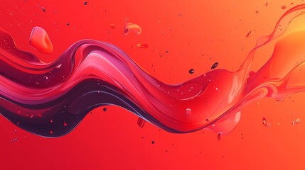 Poster - Vibrant flow of abstract colors capturing the essence of fluid motion in a rich red palette