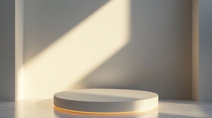 Poster - Elegant minimalist platform bathed in soft natural light for modern aesthetics